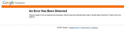google analytics data comparison error